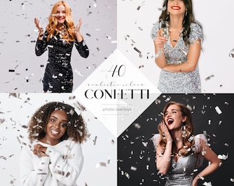 Silver Confetti Photo Overlays: 40 Festive PNG Effects (Free Commercial Use)