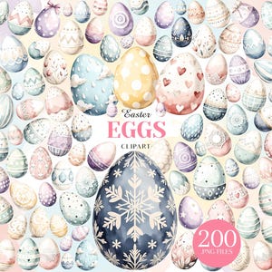 Easter Eggs Clipart PNG, Pastel Easter Egg Bundle, 200 Egg Designs