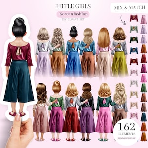 Korean Fashion Girls Clipart, Personalized Portrait, Girl Portrait Creator, Custom Girl Clipart PNG