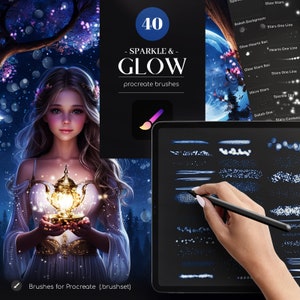 40 Sparkle and Glow Procreate Brushes, Magic .Brushset, Procreate Sparkle Effect, Glow Brushes, Commercial Use