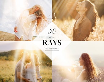 Sun Rays Photo Overlays: Warm Light Effects, Transparent PNG (Digital Download)