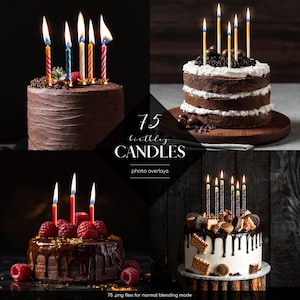 Superposiciones de fotos de velas de cumpleaños, 75 archivos PNG, superposición de velas de cumpleaños, efectos de velas vibrantes, uso comercial gratuito