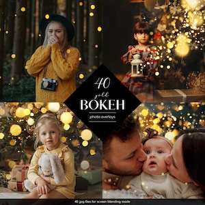 Gold Bokeh Photo Overlays, 40 JPG Files, Sparkle Overlays, Free Commercial Use