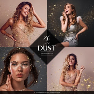 Gold Sparkle Dust Photo Overlays, 20 PNG Files, Gold Dust Clipart, Shining Overlays, Dust Photo Effect, Free Commercial Use