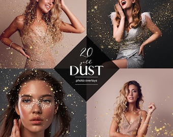 Superposiciones fotográficas de polvo dorado brillante: 20 archivos PNG (descarga digital)