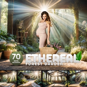 Ethereal Forest Garden Digital Backdrops, 70 High-Resolution Backgrounds, Digital Download, Free Commercial Use
