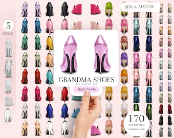 High Heels Clipart: 170 Footwear PNGs (Digital Download)