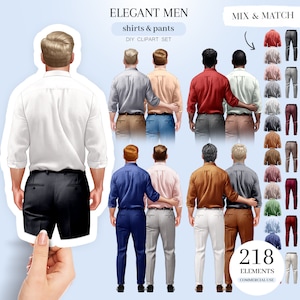 Elegant Men Clipart: Wedding Portrait Creator (PNG Digital Download)