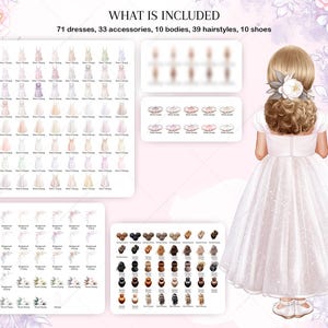 Kommunion Mädchen Clipart - weiße Kleider PNG (digitaler Download) Bild 2