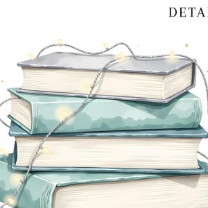Weiches Mädchen Booktok Clipart, Lese ästhetik PNG Bündel, Buchliebhaber Clipart Bild 6