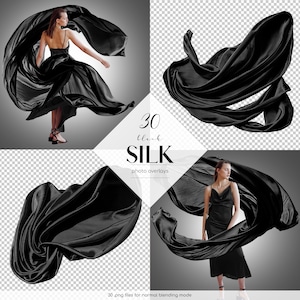 May include: 30 black silk photo overlays.  These overlays are perfect for adding a touch of elegance to your photos.  The silk is flowing and dramatic, and the black color is classic and sophisticated.