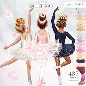 Ballerinas Girls Clipart, Children Ballet, Ballerina Kids PNG, Ballet Clipart, Custom Ballerina Portrait, Personalized Portrait