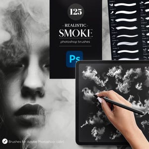 125 Realistic Smoke Photoshop Brushes .ABR, Foggy Brushes Addon, Vapor Mist Effect Brushes for Photoshop, Commercial Use
