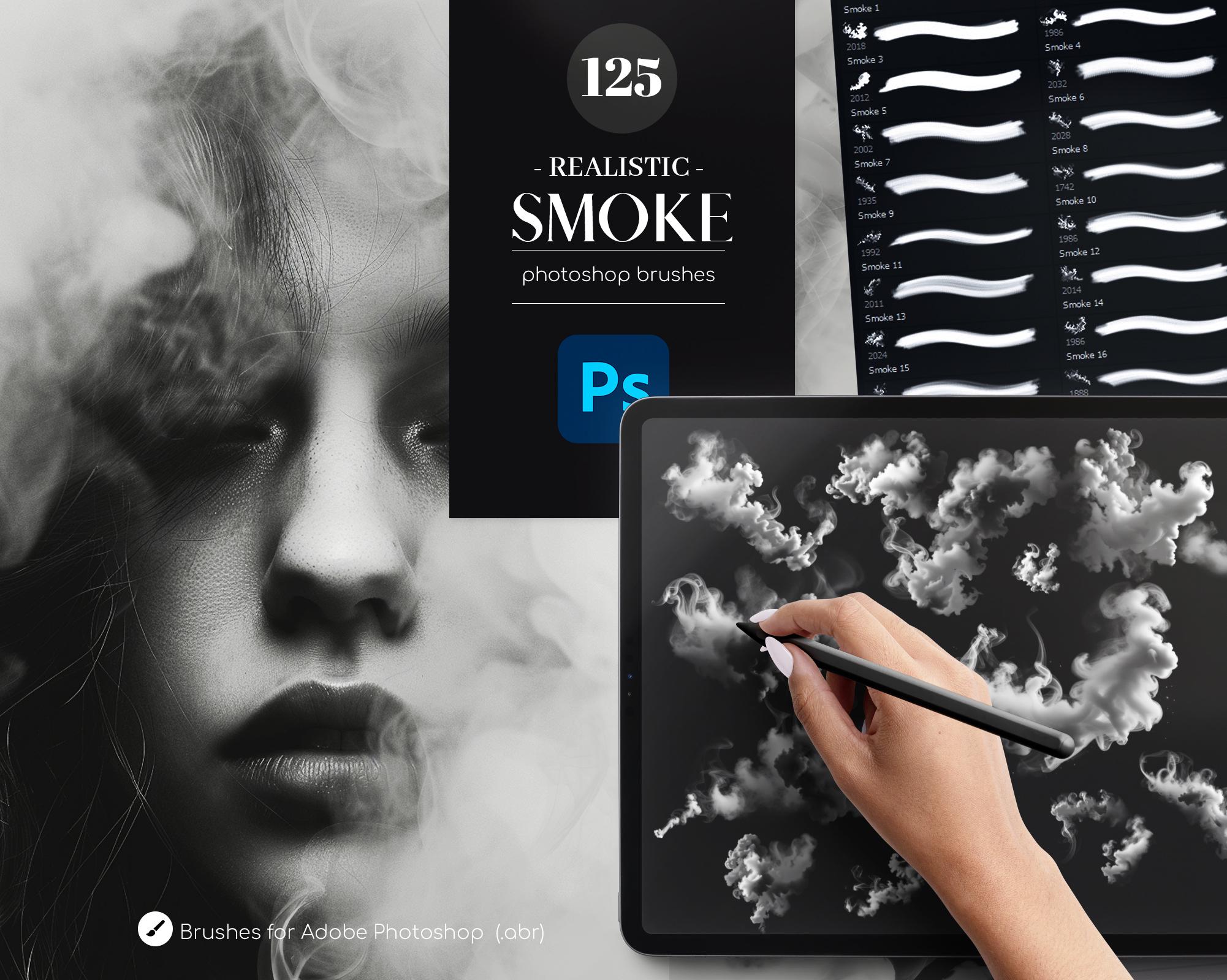 125 種類のリアルな煙の Photoshop ブラシ .ABR (商用利用可) - Etsy 日本