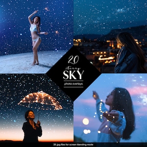 Night Sky Overlays, 20 JPG Files, Starlight Photo Effects, Milky Way Photoshop Overlay, Free Commercial Use