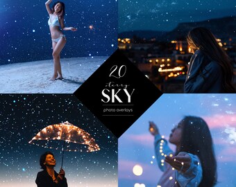 Night Sky Photo Overlays: Starlight Effects, Milky Way (20 JPG Files)