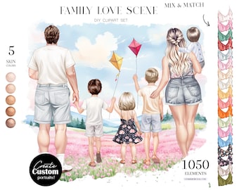 Curvy Family Clipart: Summer Portrait Creator (PNG Digital Download)