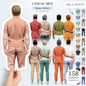 Imágenes prediseñadas de hombres casuales, imágenes prediseñadas de hombres de vista posterior, imágenes prediseñadas de ropa para el hogar, creador de retratos de hombres, retrato personalizado, imágenes prediseñadas de hombres personalizados PNG