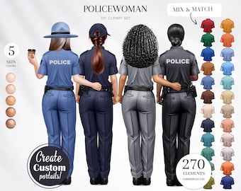 Policewoman Clipart Set: DIY Uniform Graphics (Digital Download)