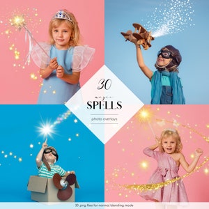 May include: A set of 30 magic spell photo overlays. The overlays feature sparkling stars, glitter, and other magical effects. The overlays are perfect for adding a touch of magic to your photos.