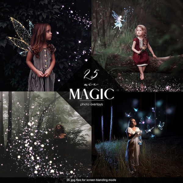 Magic Fairy Photo Overlays: 25 JPG Effects (Commercial Use)