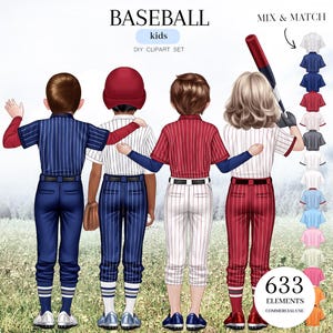 Baseball Kids Clipart Set: Custom Player Creator (Digital Download)