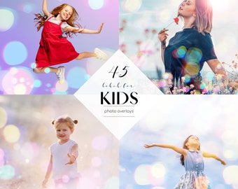 45 Bokeh for Kids Photo Overlays Clipart, Transparent PNG, Bokeh Photo Effect, Colorful Bokeh Photo Effects, Free Commercial Use