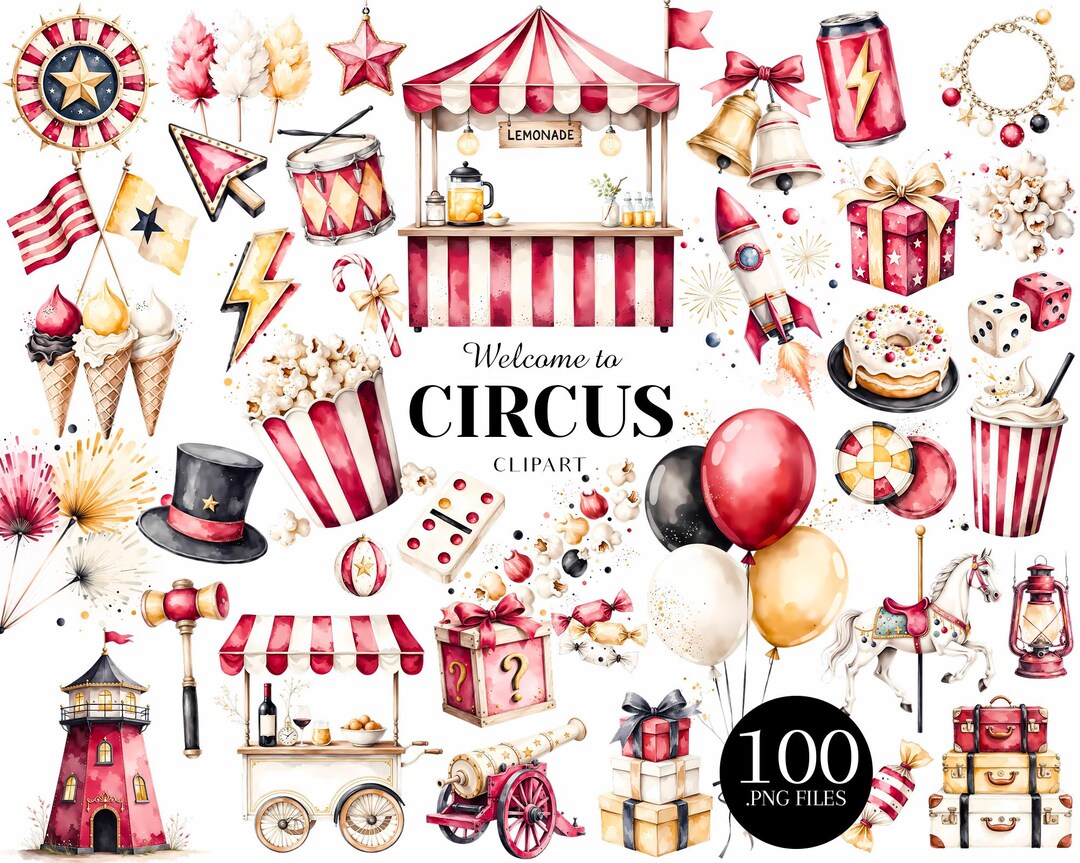 Circus Clipart PNG, Carnival Clipart, Vintage Circus Bundle - Etsy