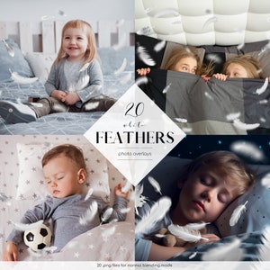 White Feathers Overlays, 20 PNG Files, Falling Feathers Photoshop Overlay, Floating Feathers, Free Commercial Use