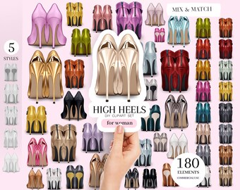 High Heels Clipart: 180 Fashion Shoes PNG (Digital Download)