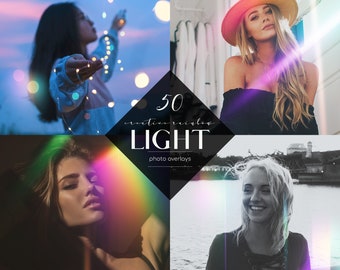 Creative Light Photo Overlays, 50 JPG Files, Rainbow Photo Effects, Free Commercial Use