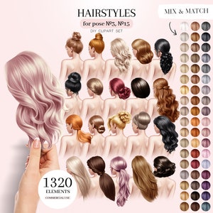 美しいヘアスタイルのクリップアート、半側面ビューのヘアイラスト、女性のヘア PNG グラフィックス