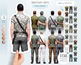 Clipart legermannen: maker soldaatportret (digitale png-download)