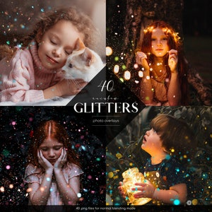 Rainbow Glitters Clipart, Glitters Photo Overlays, 40 PNG Files, Gold Dust Clipart, Shining Overlays, Dust Photo Effect, Free Commercial Use