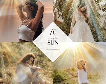 Superposiciones fotográficas de luz solar: 70 efectos PNG de sol brillante (uso comercial)
