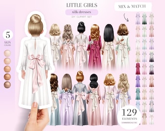 Seidenkleid Mädchen Clipart: Portraitdesigner (digitaler Download)