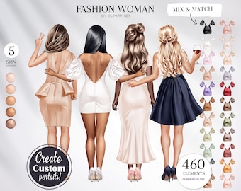 Fashion Woman Clipart: Besties Portrait Creator (Digital Download)