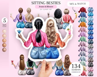 Cocktail Friends Clipart: Custom Portrait Creator (PNG Digital Download)