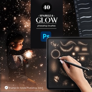 40 Sparkle and Glow Photoshop Brushes .ABR, Magic Brushes Addon, Glow Effect Brushes for Photoshop, Commercial Use