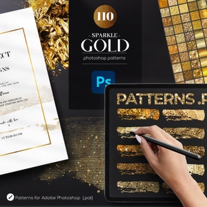 Patrones dorados brillantes para Photoshop: 110 diseños metálicos glamorosos sin costuras (.PAT)