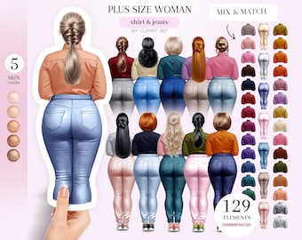 Clipart de mujer con curvas: Creador de retratos de tallas grandes (PNG)
