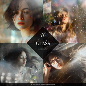 Verträumte Glas Foto-Overlays, Reflexionseffekt, 40 PNG-Dateien, künstlerische Glas-Overlays, freie kommerzielle Nutzung