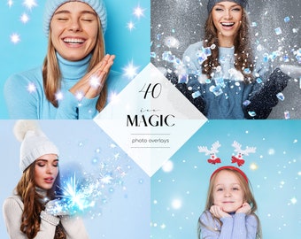 Ice Magic Photo Overlays: 40 PNG Spell Effects (Commercial Use)