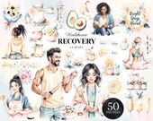 Wellness Clipart Bundle, Self Care Healthy Lifestyle PNG, Mental Health