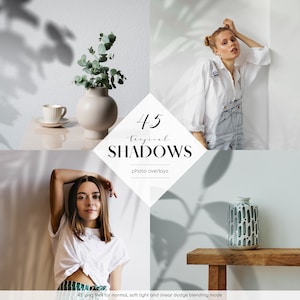Tropical Shadows Photo Overlays, 45 Shadow for Stylish Photography, Natural Tropical Shadow Effects, Photoshop Overlays, Free Commercial Use