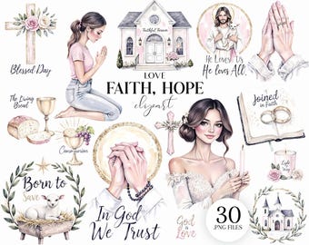 Chrześcijańskie Cliparty, Wiara Nadzieja Miłość PNG, Ilustracje Modlitw Religijnych Sublimacja PNG, Bezpłatne Użytkowanie Komercyjne
