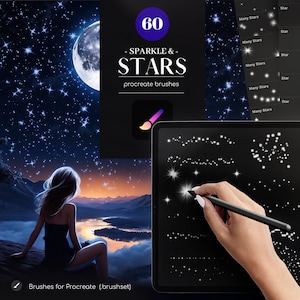 60 Sparkle Stars Procreate Brushes, Magic .Brushset, Procreate Sparkle Effect, Stars Brushes, Commercial Use