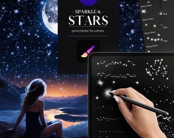 60 Sparkle Stars Procreate Brushes: Magic Effect .Brushset (Commercial Use)