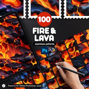 Lava Photoshop Patterns .PAT, Fire Patterns voor Photoshop, Lava Seamless Patterns Add-on, commercieel gebruik