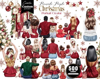 Christmas Family Portrait Creator, Xmas People Clipart, Family PNG